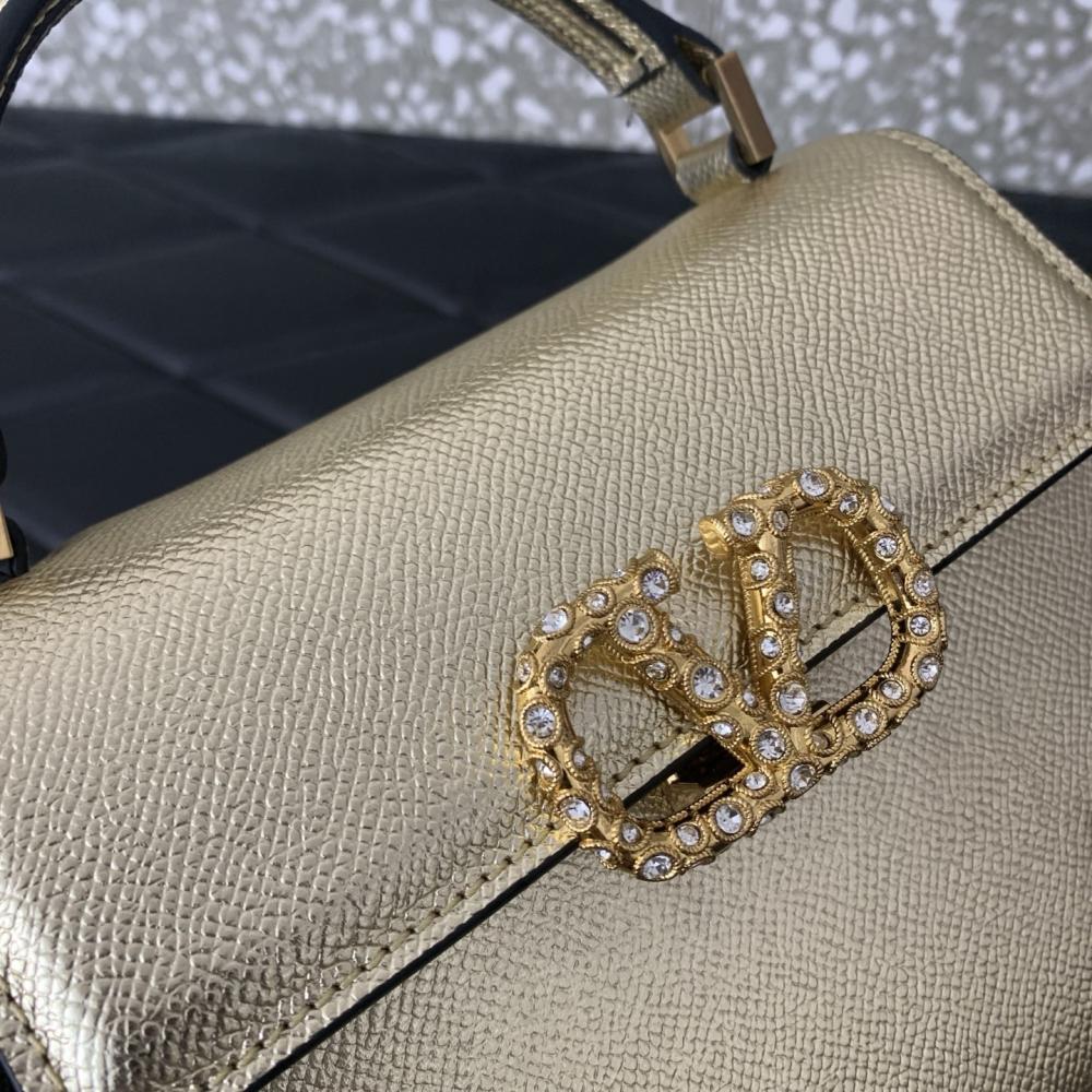 Crystal-Embellished Calfskin Shoulder Bag