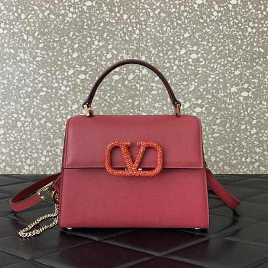 Crystal-Embellished Calfskin Shoulder Bag