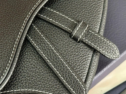 Elegant Refined Black Calfskin Shoulder Bag