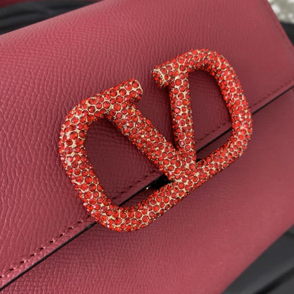 Crystal-Embellished Calfskin Shoulder Bag