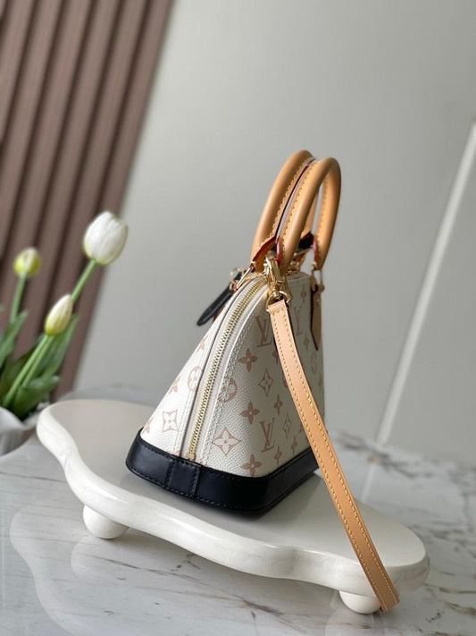 Alma Black Leather Top Handle Bag