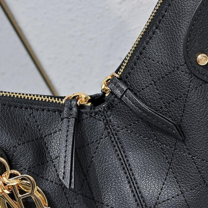 Modern Stylish Gold Embroidered Calfskin Shoulder Bag