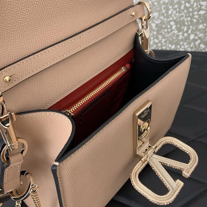 Crystal-Embellished Calfskin Shoulder Bag