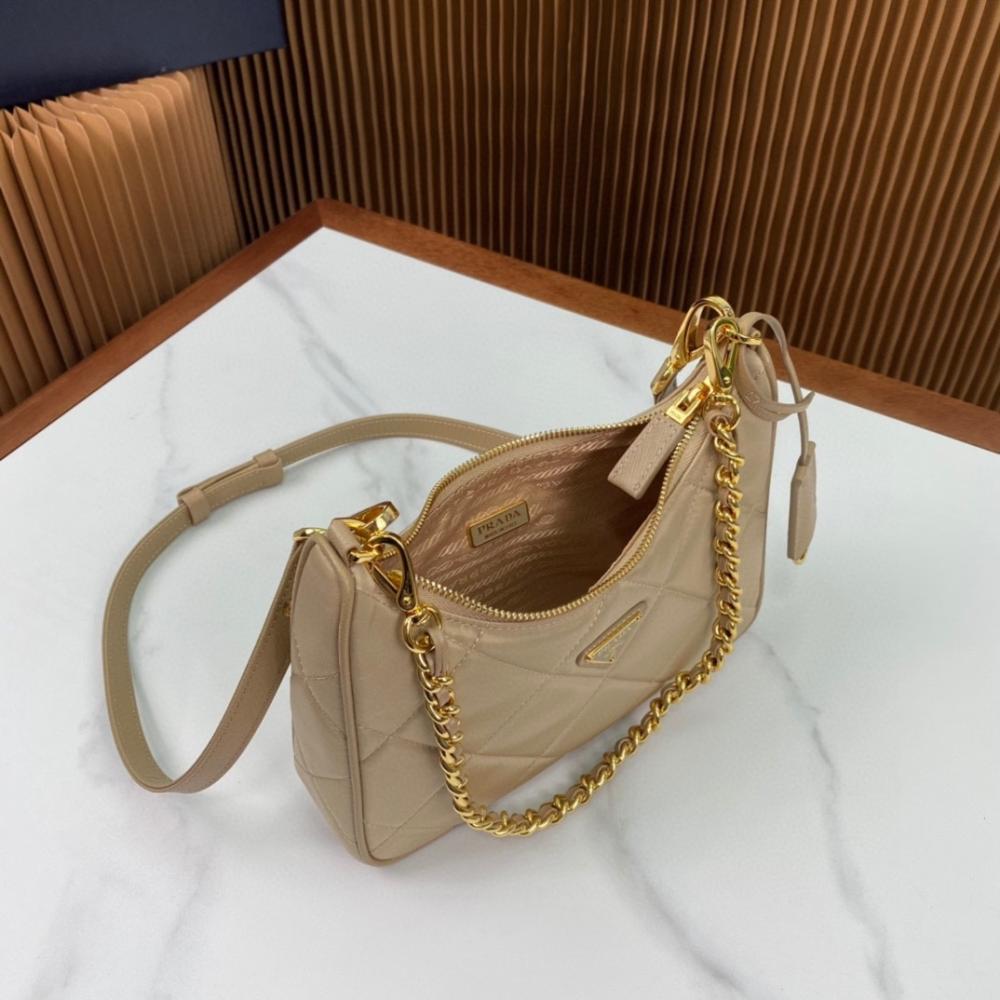 Gold Nylon Hobo Bag