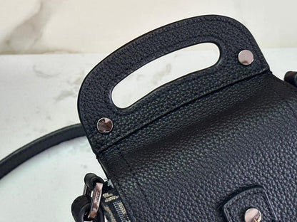 Saddle Black Calfskin Shoulder Bag