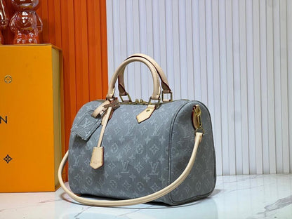 Modern Luxury Denim Top Handle Bag