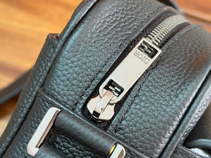 Luxury Refined Black Leather Top Handle Bag