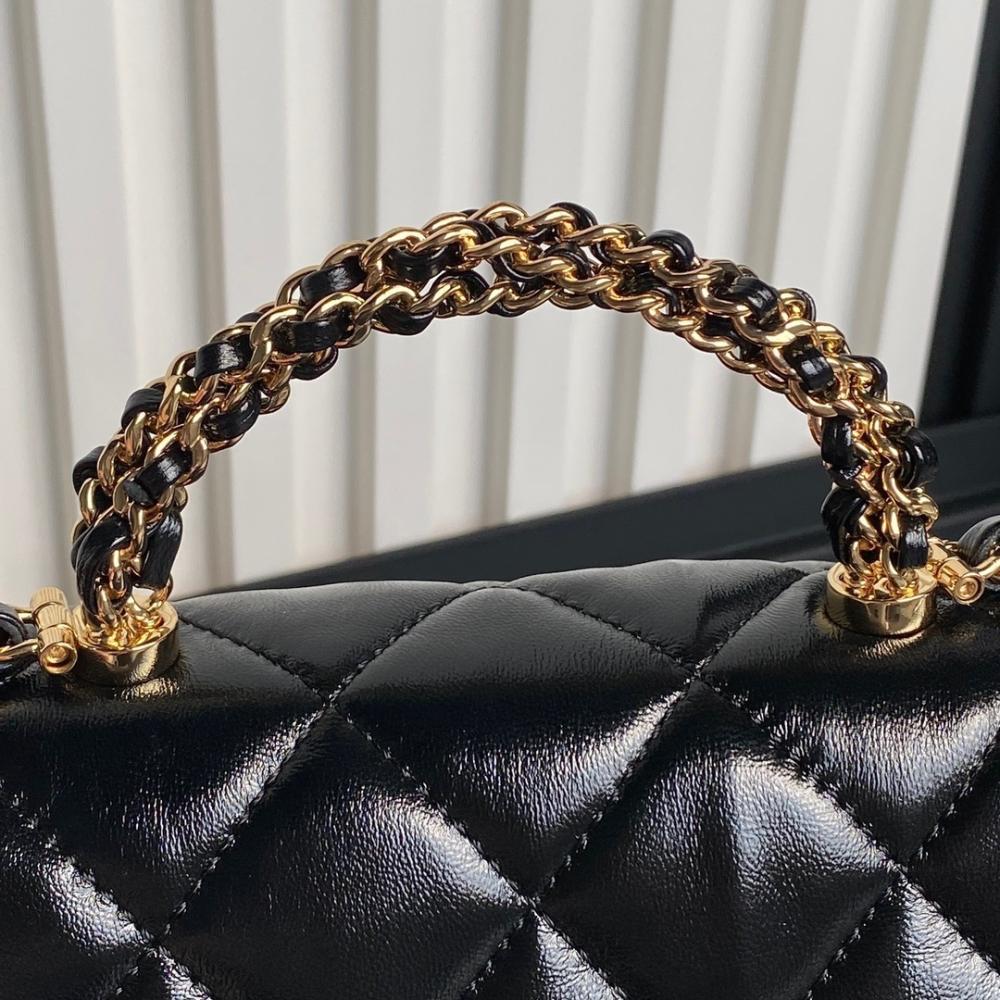 Woven Leather Top Handle Bag