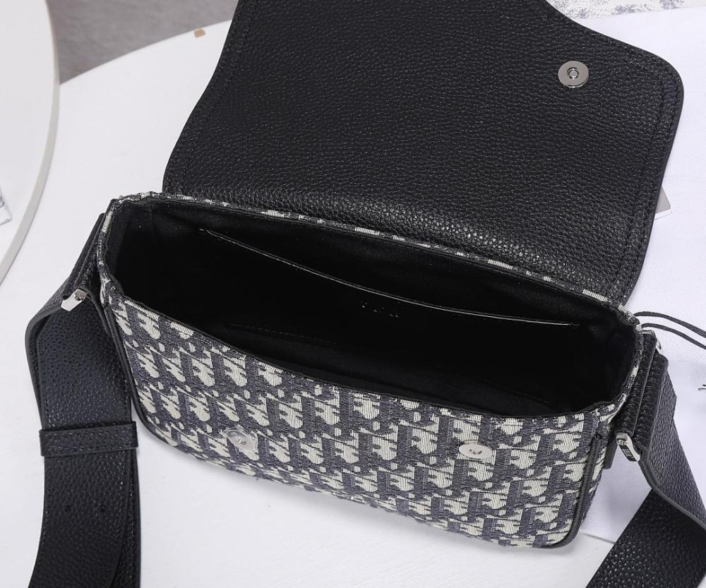 Modern Luxury Black Printed Calfskin Shoulder Bag