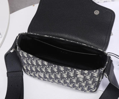 Modern Luxury Black Printed Calfskin Shoulder Bag
