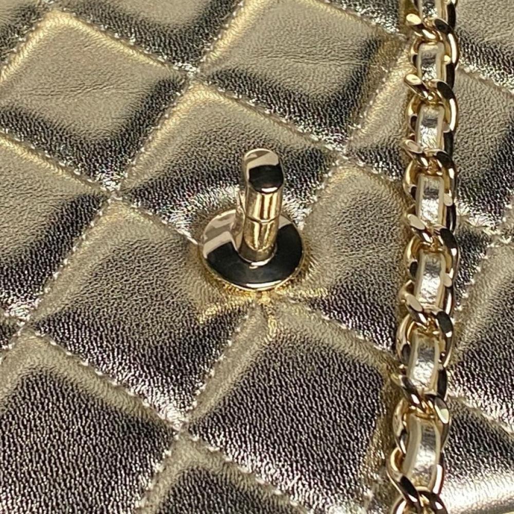 Gold Leather Top Handle Bag