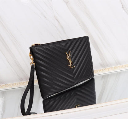 Classic Refined Embroidered Calfskin Top Handle Bag