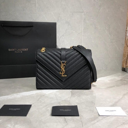 Modern Refined Black Leather Shoulder Bag
