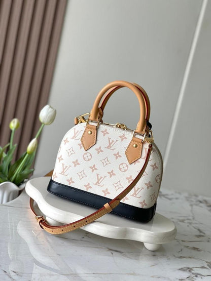 Alma Black Leather Top Handle Bag