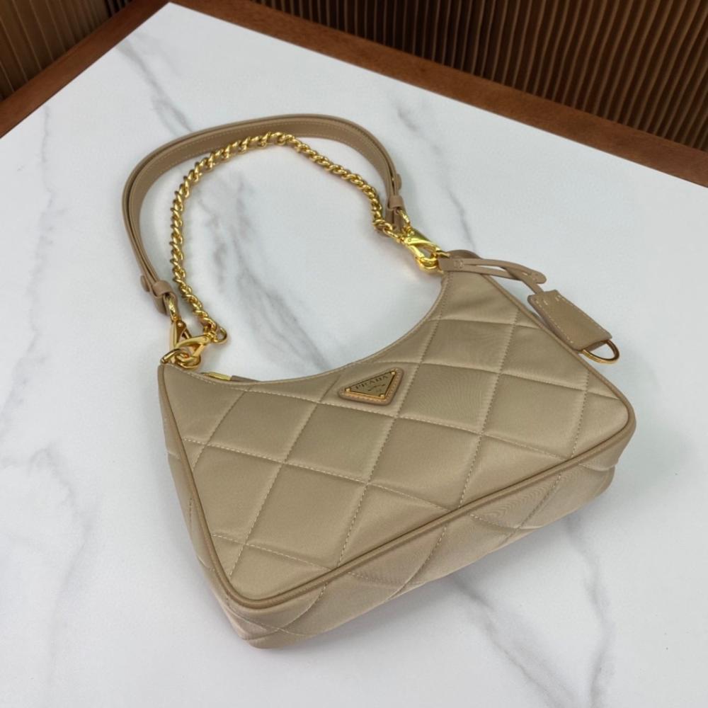 Gold Nylon Hobo Bag