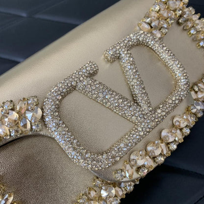 Crystal-Embellished Shoulder Bag