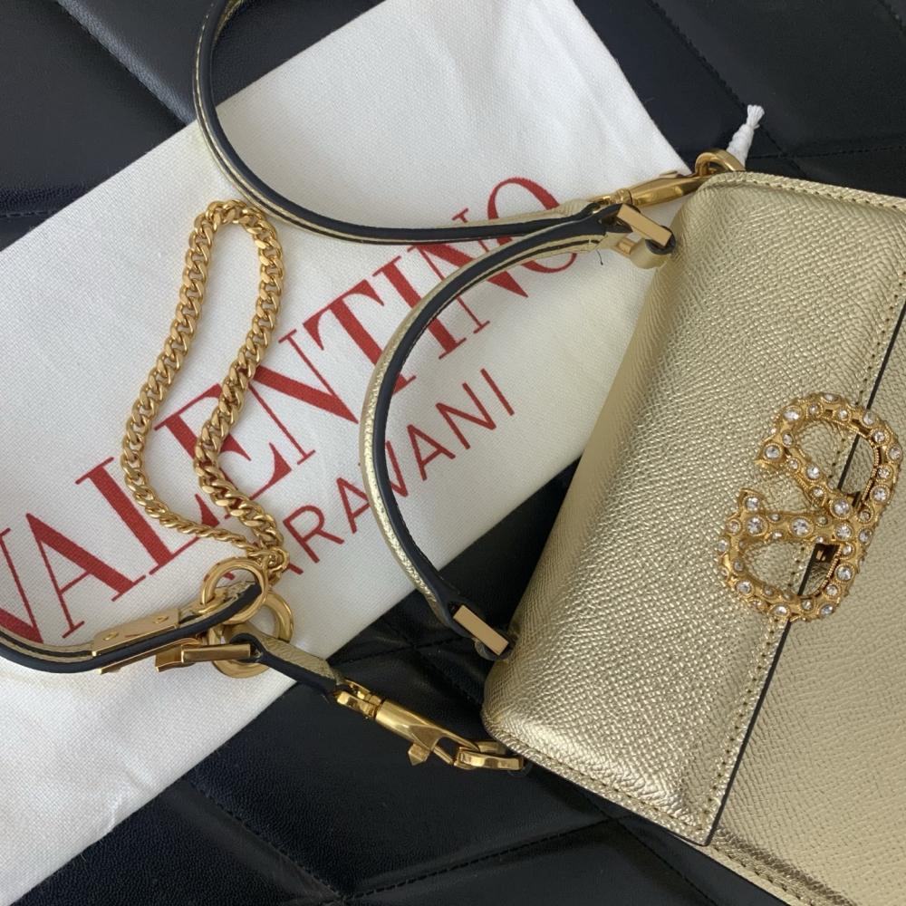 Crystal-Embellished Calfskin Shoulder Bag