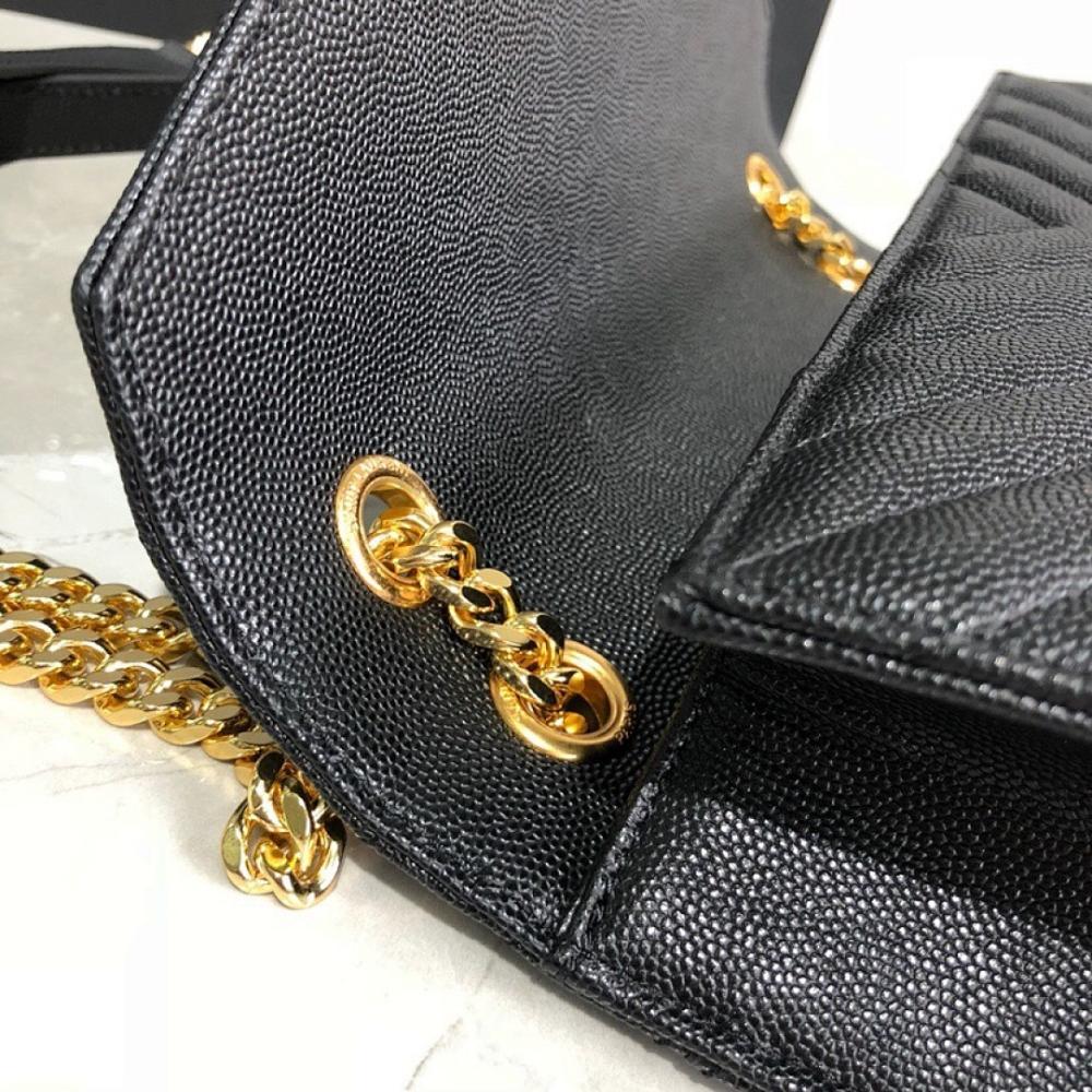 Modern Refined Black Leather Shoulder Bag