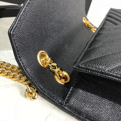 Modern Refined Black Leather Shoulder Bag