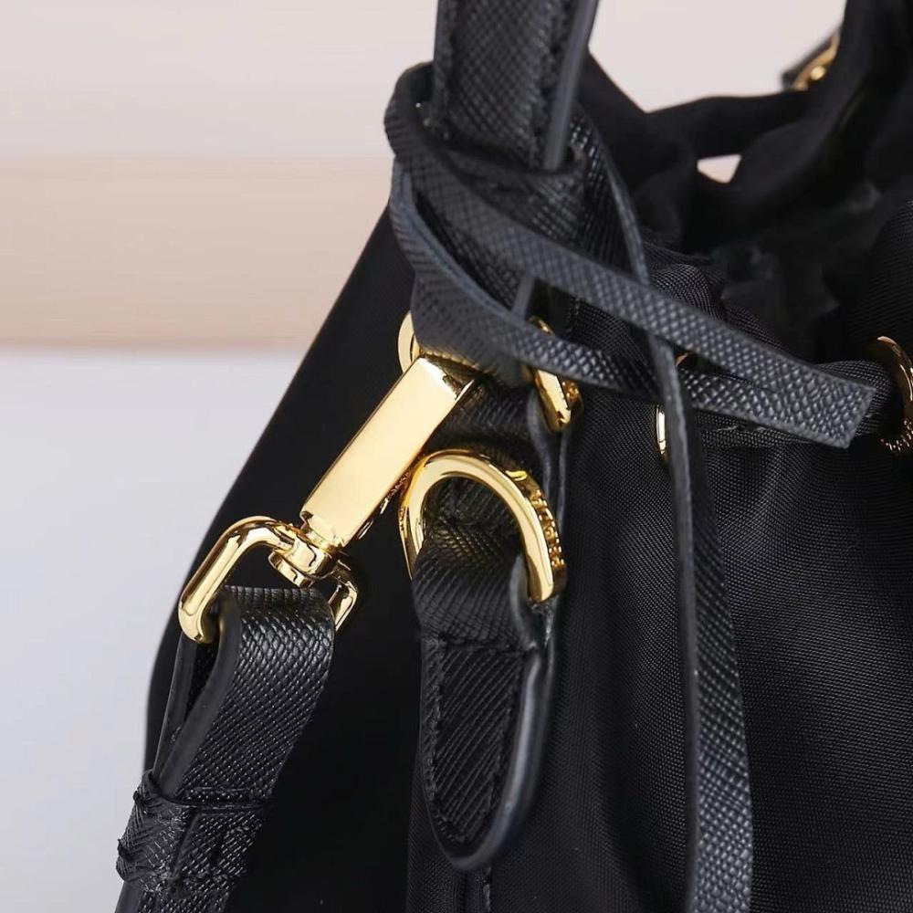 Modern Elegant Gold Leather Bucket Bag