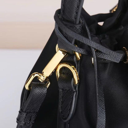 Modern Elegant Gold Leather Bucket Bag