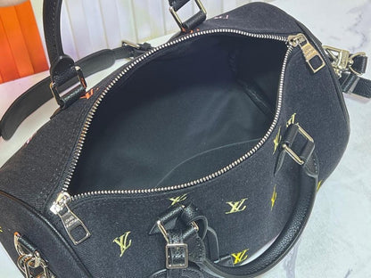 Modern Stylish Embroidered Denim Top Handle Bag