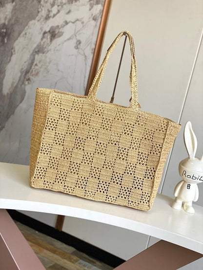 Elegant Stylish Woven Raffia Top Handle Bag