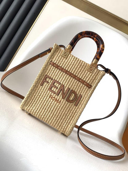 Embroidered Straw Top Handle Bag