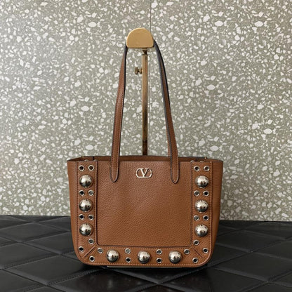 Studded Leather Top Handle Bag