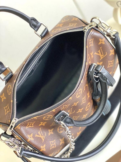 Stylish Black Monogram Leather Shoulder Bag – Special Edition