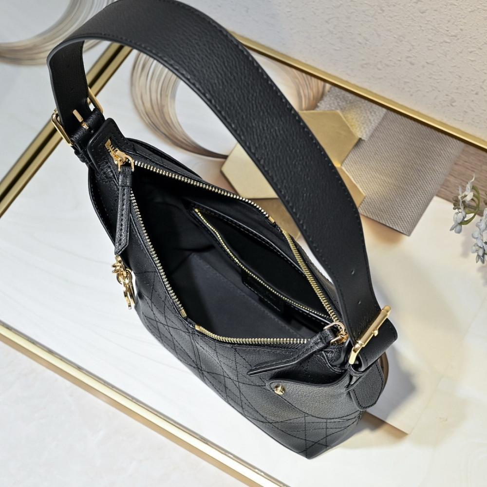 Modern Stylish Gold Embroidered Calfskin Shoulder Bag