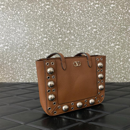 Studded Leather Top Handle Bag