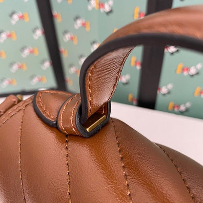 Alma Brown Quilted Leather Top Handle Bag
