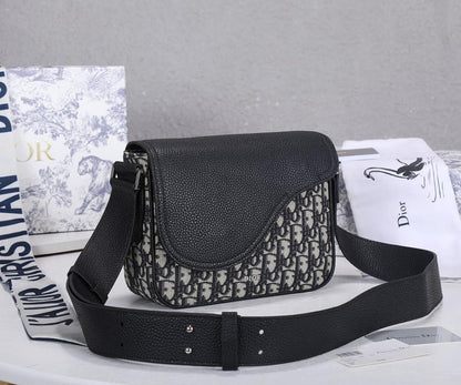 Modern Luxury Black Printed Calfskin Shoulder Bag