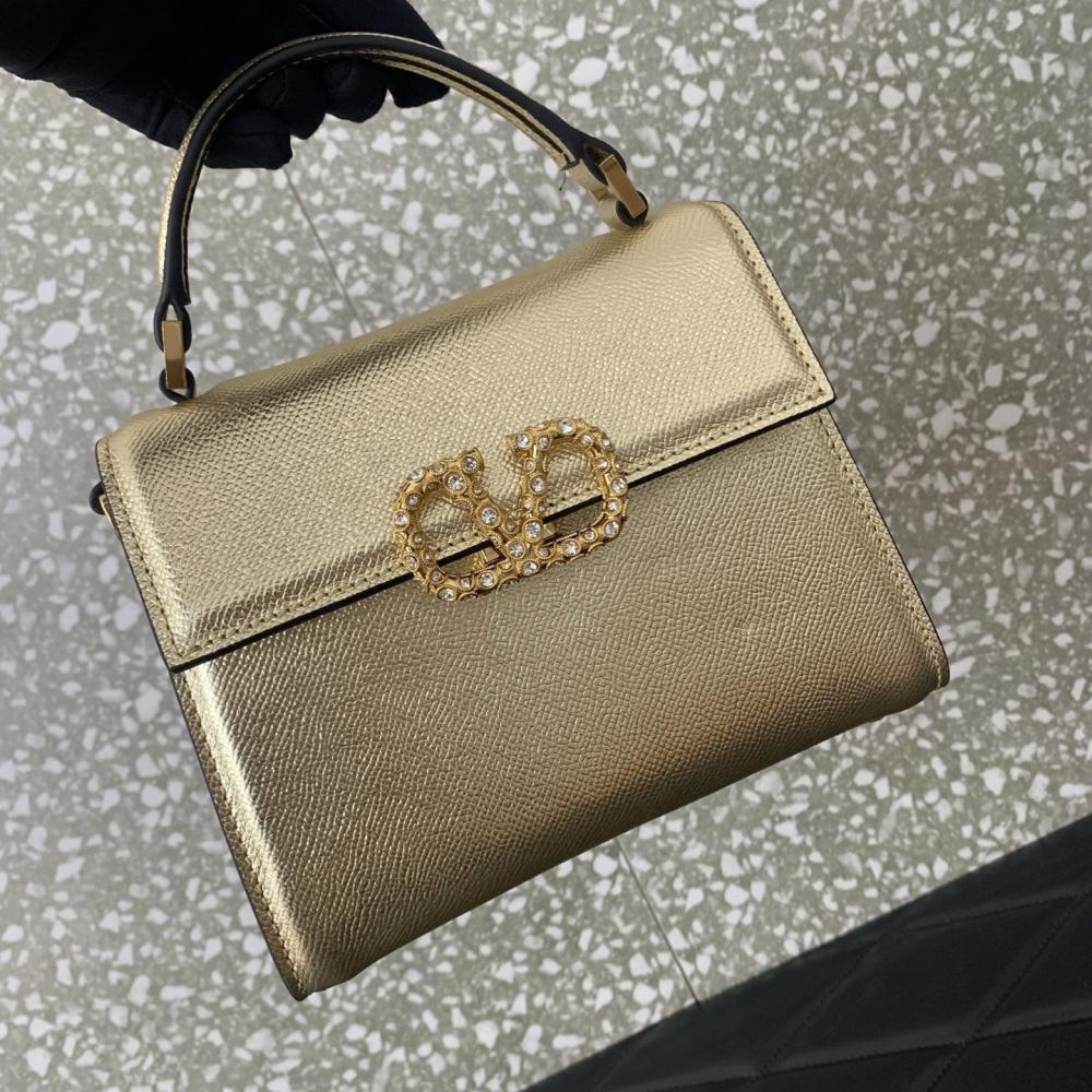 Crystal-Embellished Calfskin Shoulder Bag