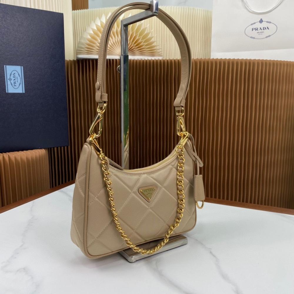 Gold Nylon Hobo Bag