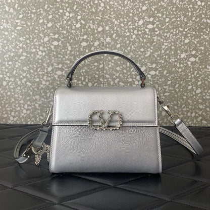 Crystal-Embellished Calfskin Shoulder Bag