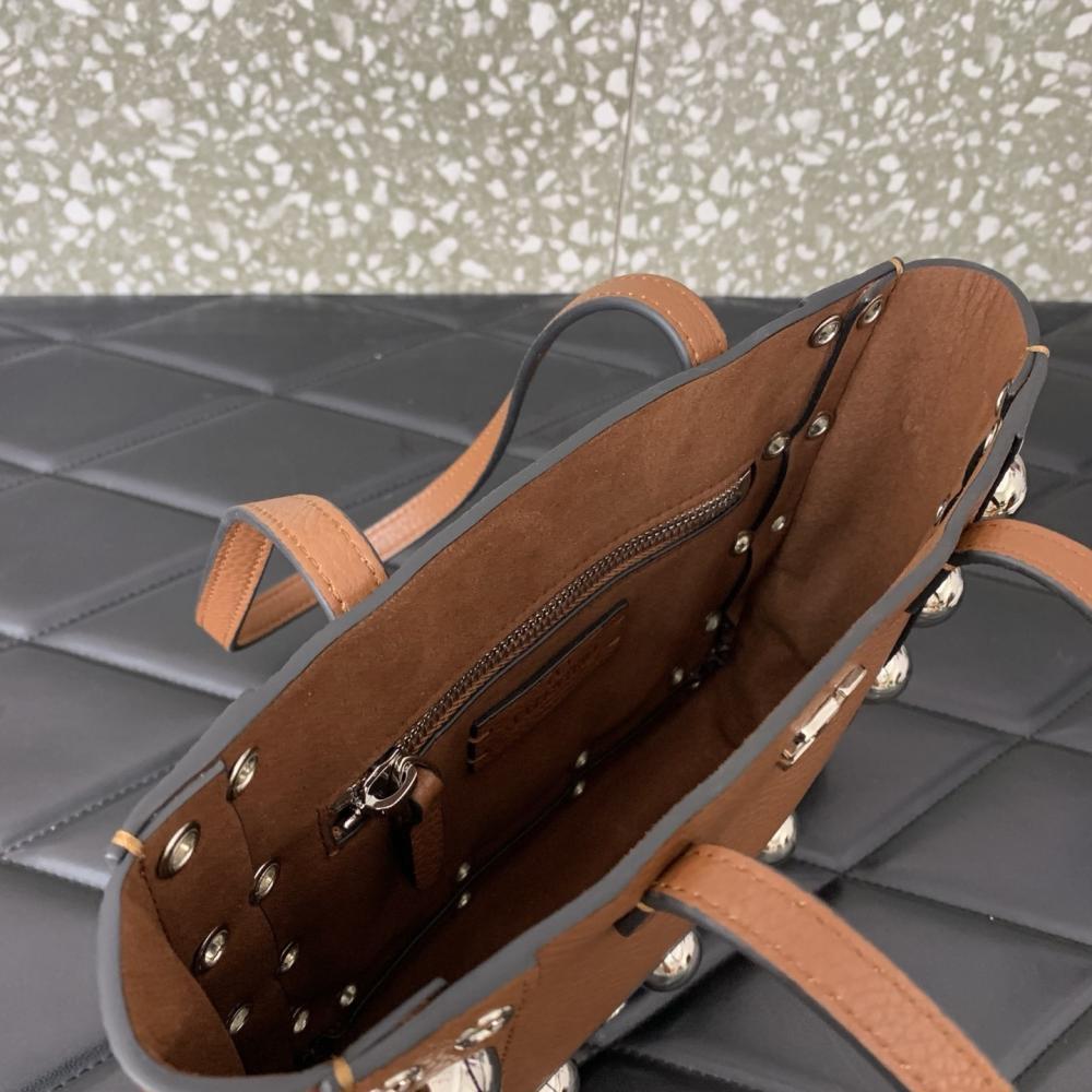 Studded Leather Top Handle Bag
