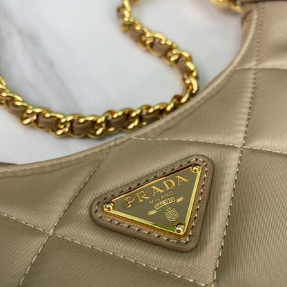 Gold Nylon Hobo Bag