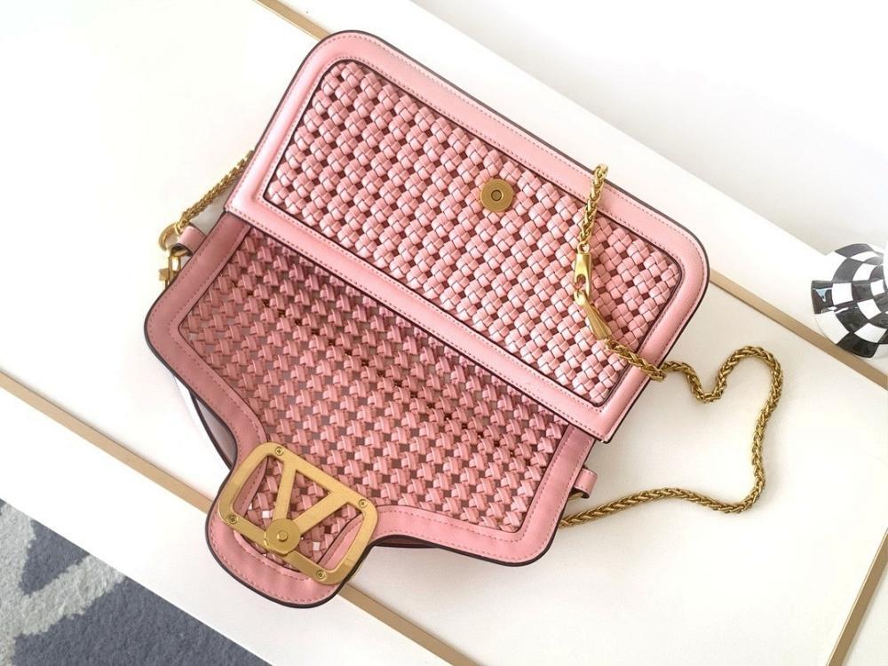 Modern Italian-Inspired Woven Calfskin Shoulder Bag