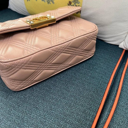 Classic Elegant Gold Quilted Leather Shoulder Bag
