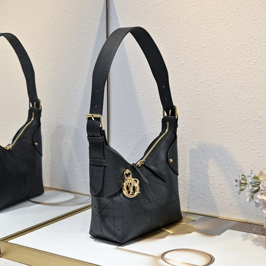 Modern Stylish Gold Embroidered Calfskin Shoulder Bag