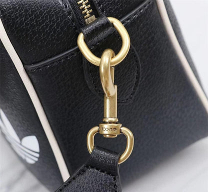 Classic Refined Black Woven Leather Shoulder Bag