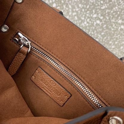 Studded Leather Top Handle Bag