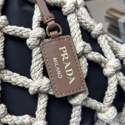 Woven Leather Top Handle Bag
