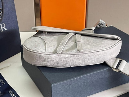 Elegant Stylish Grey Embroidered Calfskin Shoulder Bag