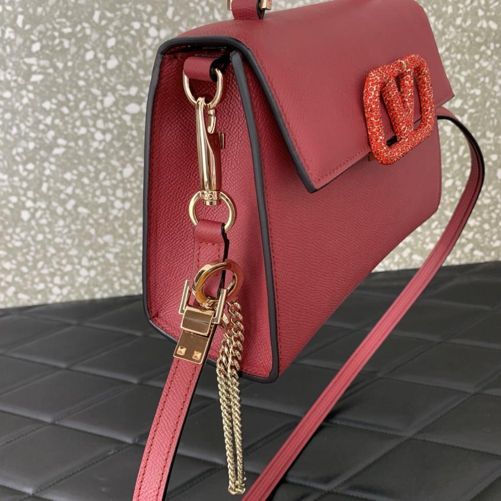 Crystal-Embellished Calfskin Shoulder Bag