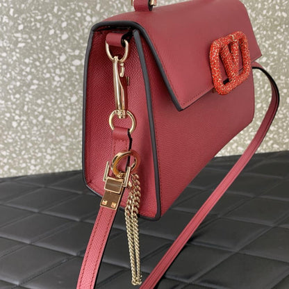 Crystal-Embellished Calfskin Shoulder Bag