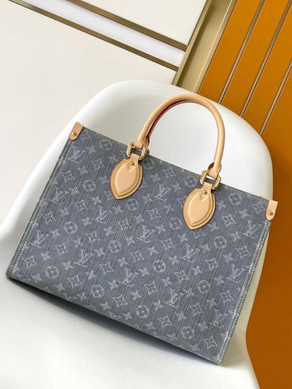 OnTheGo Grey Monogram Denim Shoulder Bag
