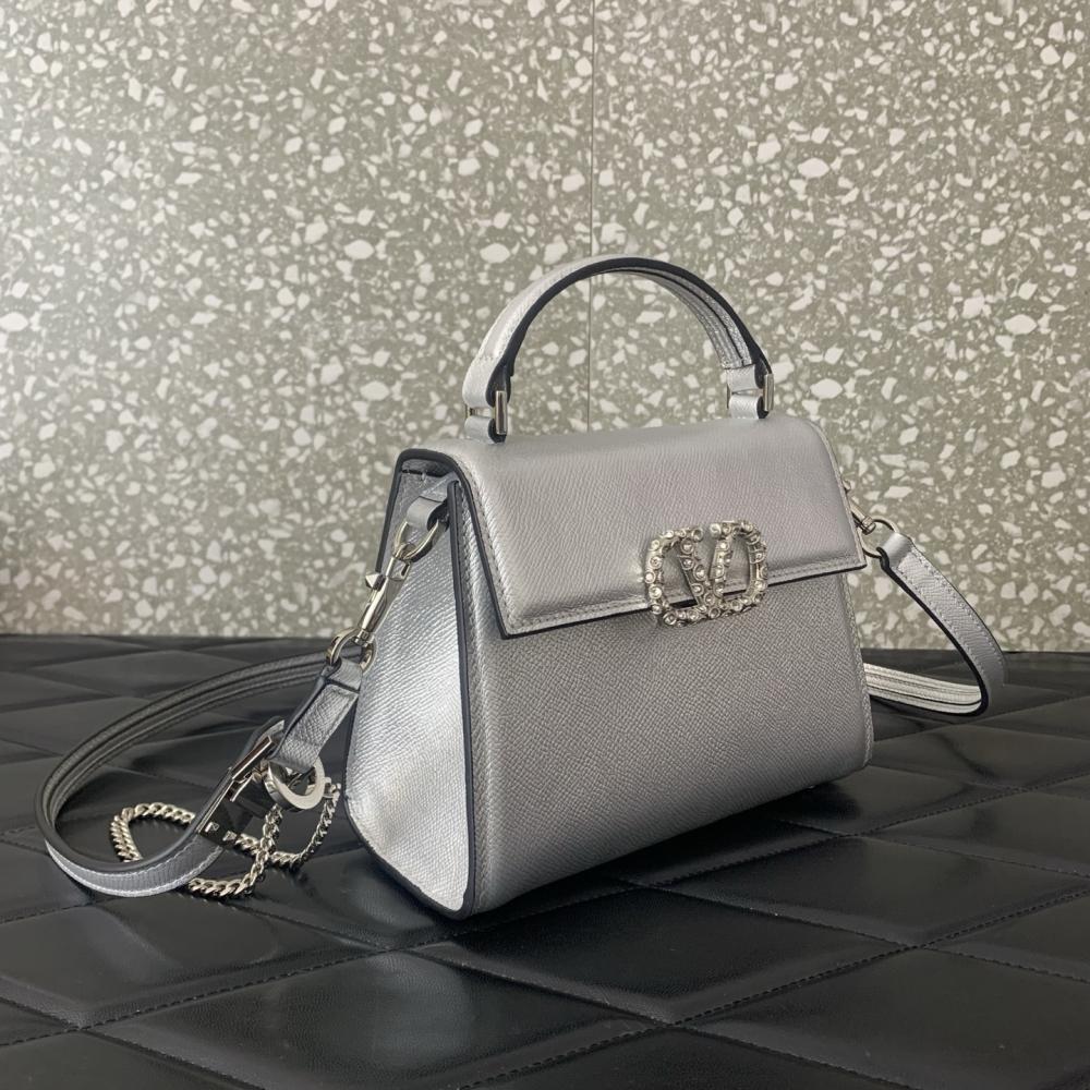 Crystal-Embellished Calfskin Shoulder Bag